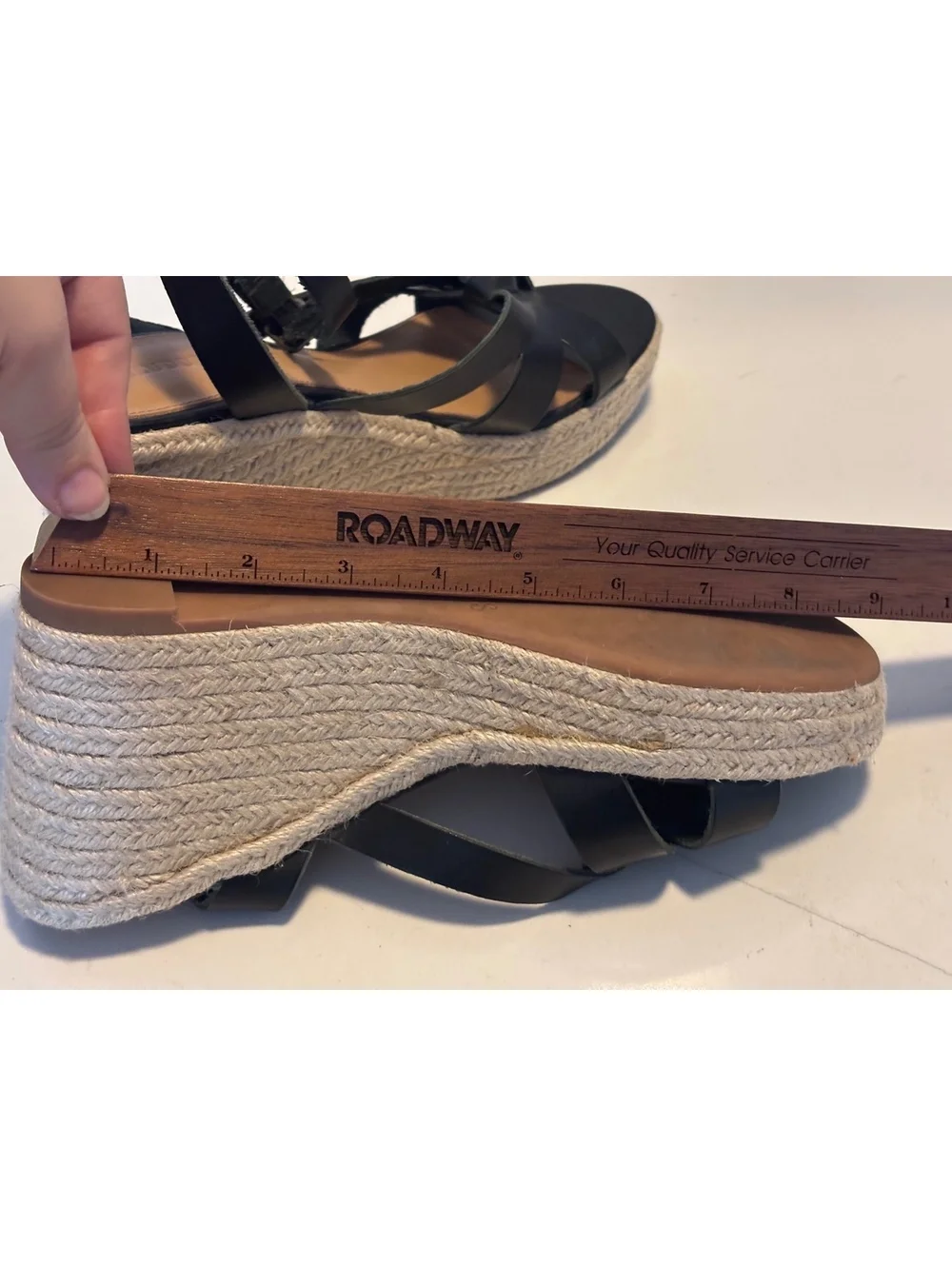 Soludos Charlotte Black Leather Wedge Espadrille Sandal